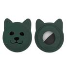 Serious Face Cute Cartoon Pet Collar Anti-lost Tracker Silicone Case For AirTag(Dark Green) - 1