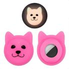 Serious Face Cute Cartoon Pet Collar Anti-lost Tracker Silicone Case For AirTag(Fluorescent Pink) - 1
