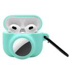 2 in 1 Shockproof Full Coverage Silicone Protective Case For AirPods 3 / AirTag(Teal Green) - 1