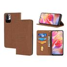 For Xiaomi Redmi Note 11 Woven Texture Stitching Magnetic Horizontal Flip PU Leather Phone Case(Brown) - 1