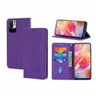 For Xiaomi Redmi Note 11 Woven Texture Stitching Magnetic Horizontal Flip PU Leather Phone Case(Purple) - 1