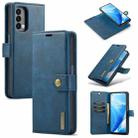 For OnePlus Nord 2 5G DG.MING Crazy Horse Texture Flip Detachable Magnetic Leather Case with Holder & Card Slots & Wallet(Blue) - 1