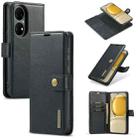 For Huawei P50 DG.MING Crazy Horse Texture Flip Detachable Magnetic Leather Case with Holder & Card Slots & Wallet(Black) - 1