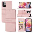 For Xiaomi Redmi Note 11 Embossed Striped Magnetic Buckle Horizontal Flip Phone Leather Case(Pink) - 1