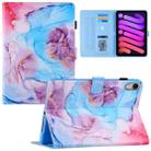 For iPad mini 6 Silk Texture Horizontal Flip Tablet Leather Case with Holder & Card Slot & Sleep / Wake-up Function(Milky Way Marble Blue) - 1