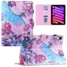 For iPad mini 6 Silk Texture Horizontal Flip Tablet Leather Case with Holder & Card Slot & Sleep / Wake-up Function(Peony Butterfly) - 1