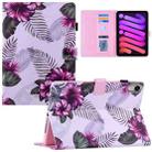 For iPad mini 6 Silk Texture Horizontal Flip Tablet Leather Case with Holder & Card Slot & Sleep / Wake-up Function(Purple Flower) - 1