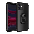 For iPhone 11 Shockproof Transparent TPU + Acrylic Protective Case with Ring Holder(Black) - 1