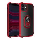 For iPhone 11 Shockproof Transparent TPU + Acrylic Protective Case with Ring Holder(Red) - 1