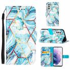 For Samsung Galaxy S22 5G Marble Stitching Horizontal Flip Leather Phone Case with Holder & Card Slots & Wallet & Lanyard(Blue) - 1