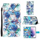 For Samsung Galaxy S22 5G Marble Stitching Horizontal Flip Leather Phone Case with Holder & Card Slots & Wallet & Lanyard(Blue Green) - 1