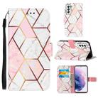 For Samsung Galaxy S22+ 5G Marble Stitching Horizontal Flip Leather Phone Case with Holder & Card Slots & Wallet & Lanyard(Pink White) - 1