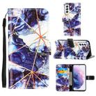 For Samsung Galaxy S22 Ultra 5G Marble Stitching Horizontal Flip Leather Phone Case with Holder & Card Slots & Wallet & Lanyard(Dark Blue) - 1