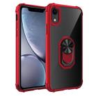 For iPhone XR Shockproof Transparent TPU + Acrylic Protective Case with Ring Holder(Red) - 1