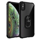 For iPhone XS Max Shockproof Transparent TPU + Acrylic Protective Case with Ring Holder(Black) - 1
