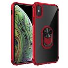 For iPhone XS Max Shockproof Transparent TPU + Acrylic Protective Case with Ring Holder(Red) - 1