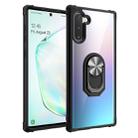 For Galaxy Note 10+ Shockproof Transparent TPU + Acrylic Protective Case with Ring Holder(Silver Black) - 1