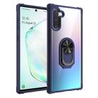 For Galaxy Note 10+ Shockproof Transparent TPU + Acrylic Protective Case with Ring Holder(Blue) - 1