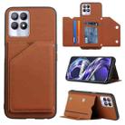 For OPPO Realme 8i Skin Feel PU + TPU + PC Back Cover Shockproof Phone Case with Card Slots & Holder & Photo Frame(Brown) - 1