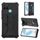 For OPPO Realme C21Y Dream PU + TPU Four-corner Shockproof Phone Back Cover Case with Card Slots & Holder(Black) - 1