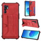 For OPPO Reno6 4G Dream PU + TPU Four-corner Shockproof Phone Back Cover Case with Card Slots & Holder(Red) - 1