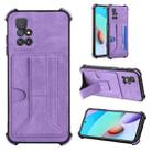 For Xiaomi Redmi 10 / 10 Prime Dream PU + TPU Four-corner Shockproof Phone Back Cover Case with Card Slots & Holder(Purple) - 1