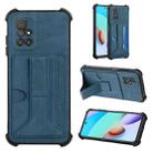 For Xiaomi Redmi 10 / 10 Prime Dream PU + TPU Four-corner Shockproof Phone Back Cover Case with Card Slots & Holder(Blue) - 1