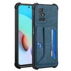 For Xiaomi Redmi 10 / 10 Prime Dream PU + TPU Four-corner Shockproof Phone Back Cover Case with Card Slots & Holder(Blue) - 2