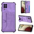 For Samsung Galaxy A12 5G Dream PU + TPU Four-corner Shockproof Phone Back Cover Case with Card Slots & Holder(Purple) - 1