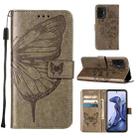 For Xiaomi Mi 11T 5G / 11T Pro 5G Embossed Butterfly Leather Phone Case with Holder & Card Slot & Wallet & Lanyard(Grey) - 1