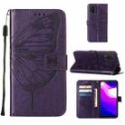 For Xiaomi Mi 10 5G / 10 Pro 5G Embossed Butterfly Leather Phone Case with Holder & Card Slot & Wallet & Lanyard(Dark Purple) - 1