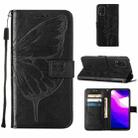 For Xiaomi Mi 10 5G / 10 Pro 5G Embossed Butterfly Leather Phone Case with Holder & Card Slot & Wallet & Lanyard(Black) - 1