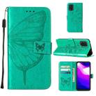 For Xiaomi Mi 10 5G / 10 Pro 5G Embossed Butterfly Leather Phone Case with Holder & Card Slot & Wallet & Lanyard(Green) - 1
