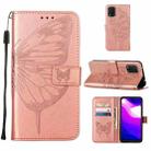 For Xiaomi Mi 10 5G / 10 Pro 5G Embossed Butterfly Leather Phone Case with Holder & Card Slot & Wallet & Lanyard(Rose Gold) - 1