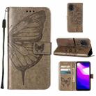 For Xiaomi Mi 10 5G / 10 Pro 5G Embossed Butterfly Leather Phone Case with Holder & Card Slot & Wallet & Lanyard(Grey) - 1