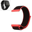 For Fitbit Versa / Versa 2 Nylon Watch Band with Hook and Loop Fastener(Black Red) - 1