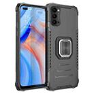 For OPPO Reno4 5G / 4G Fierce Warrior Series Armor Aluminum Alloy + TPU Phone Case with Ring Holder(Black) - 1