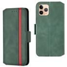 For iPhone 11 Pro Retro Frosted Oil Side Horizontal Flip Case with Holder & Card Slots(Green) - 1