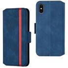 For iPhone XS / X Retro Frosted Oil Side Horizontal Flip Case with Holder & Card Slots(Blue) - 1