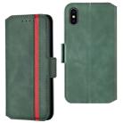 For iPhone XS / X Retro Frosted Oil Side Horizontal Flip Case with Holder & Card Slots(Green) - 1