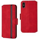 For iPhone XS / X Retro Frosted Oil Side Horizontal Flip Case with Holder & Card Slots(Red) - 1