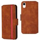 For iPhone XR Retro Frosted Oil Side Horizontal Flip Case with Holder & Card Slots(Brown) - 1