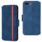 For iPhone 8 Plus & 7 Plus Retro Frosted Oil Side Horizontal Flip Case with Holder & Card Slots(Blue) - 1