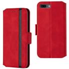 For iPhone 8 Plus & 7 Plus Retro Frosted Oil Side Horizontal Flip Case with Holder & Card Slots(Red) - 1