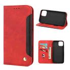 For iPhone 13 Pro Max Skin Feel Splicing Leather Phone Case (Red) - 1