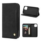 For iPhone 12 Pro Max Skin Feel Splicing Leather Phone Case(Black) - 1