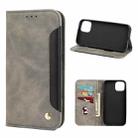 For iPhone 12 Skin Feel Splicing Leather Phone Case(Grey) - 1