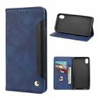 For iPhone XS Max Skin Feel Splicing Leather Phone Case(Blue) - 1