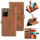 For Xiaomi Redmi Note 10 Pro 4G / Note 10 Pro Max Copper Buckle Horizontal Flip Leather Phone Case(Brown) - 1