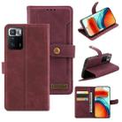 For Xiaomi Redmi Note 10 Pro 4G / Note 10 Pro Max Copper Buckle Horizontal Flip Leather Phone Case(Maroon) - 1